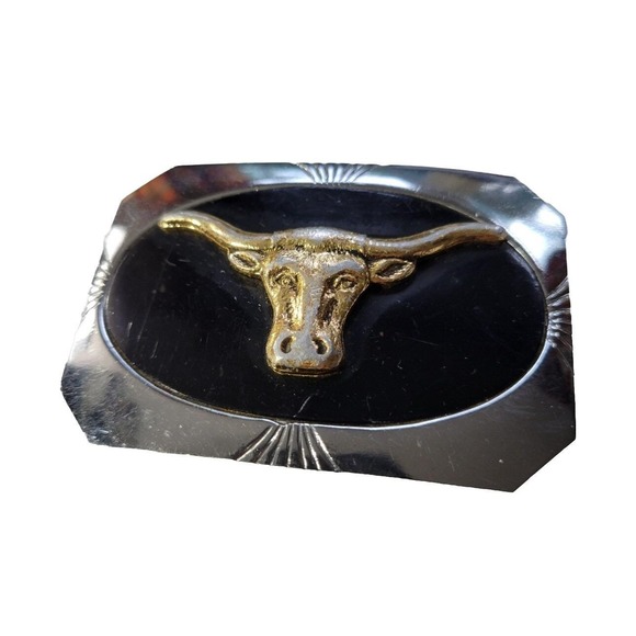Vintage TEXAS LONGHORN Metal Cowboy Rancher Belt buckle - Picture 3 of 5